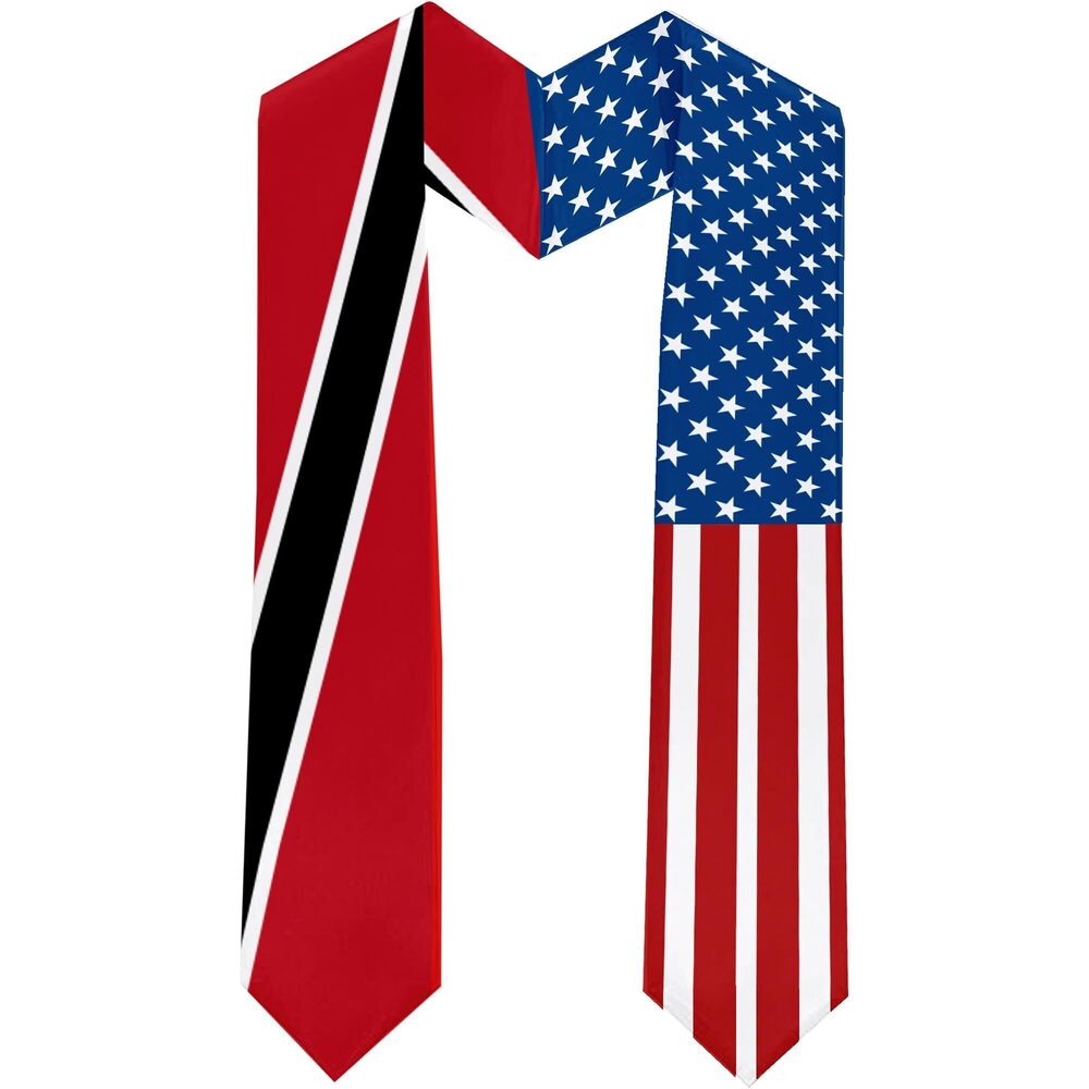 7324 2025 Trinidad and Tobago Flag and USA Flag Graduation Stole Graduation